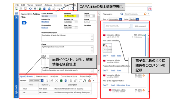 CAPA(Corrective Action & Preventive Action：是正措置・予防措置）画面構成イメージ