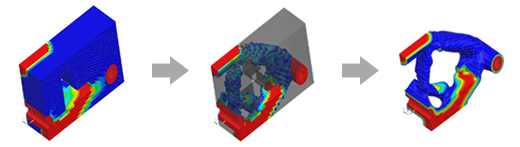 Simcenter 3D 位相最適化材料密度の結果