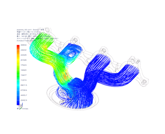 エキゾーストマニホールドの熱流体解析（リバースサービス+受託解析サービス）
