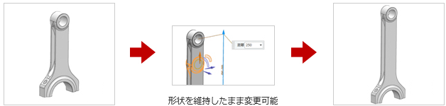 後付け寸法（長さ寸法）形状を維持したまま変更可能