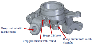 B-rep cutout with mesh round　B-rep protrusion with round　B-rep CB hole　B-rep cutout with mesh chamfer