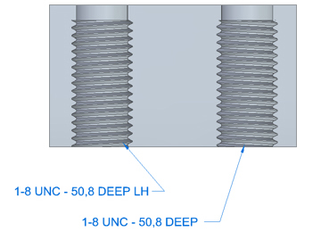 1-8 UNC - 50,8 DEEP LH 1-8 UNC - 50,8 DEEP